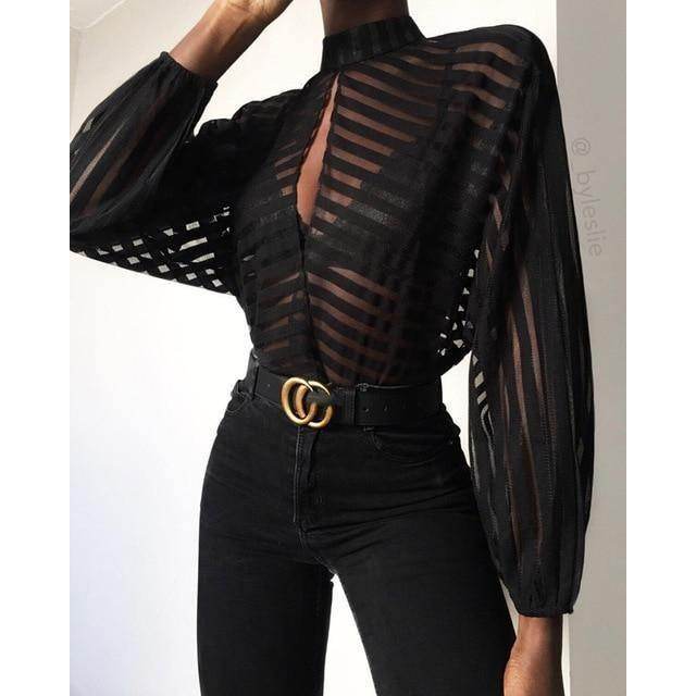 Camisa Feminina Com Listras Sexy - Sua Boutique