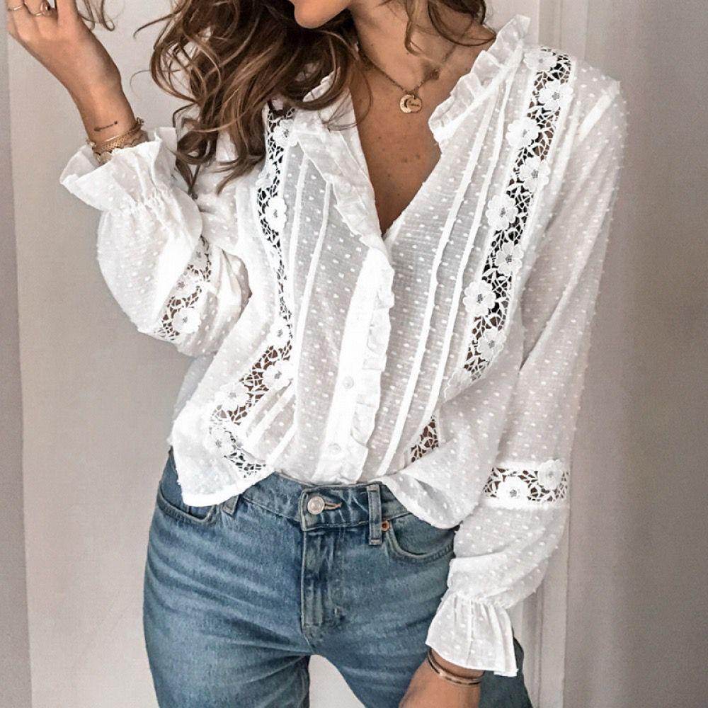 Camisa Flores em Renda - Sua Boutique