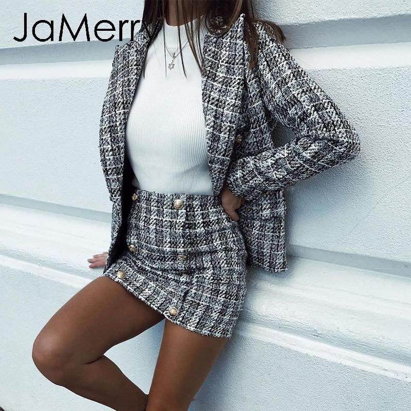 Conjunto Blazer e Saia Xadrez Elegante - Sua Boutique