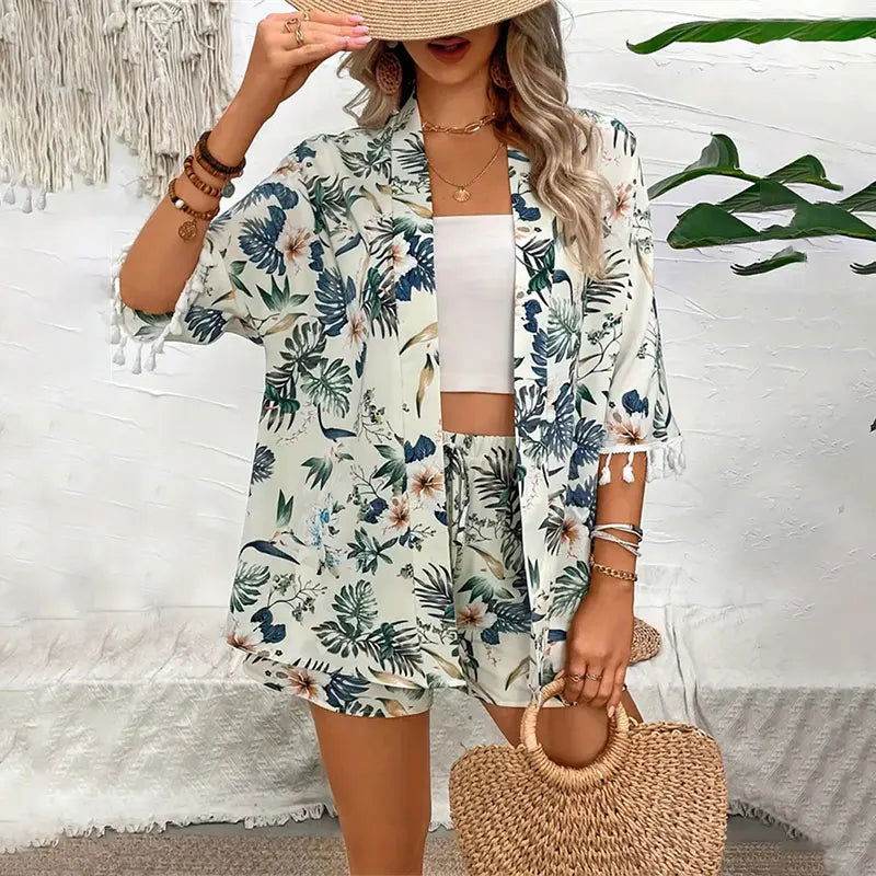 Conjunto Camisa e Shorts Floral Wave - Sua Boutique