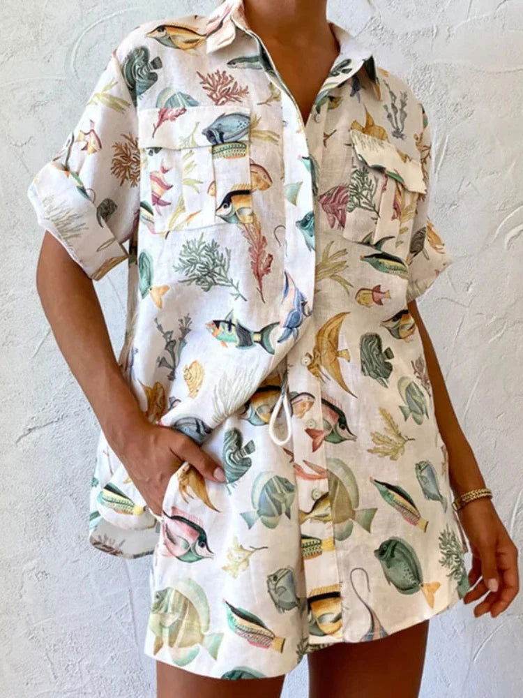 Conjunto Camisa e Shorts Oceans - Sua Boutique