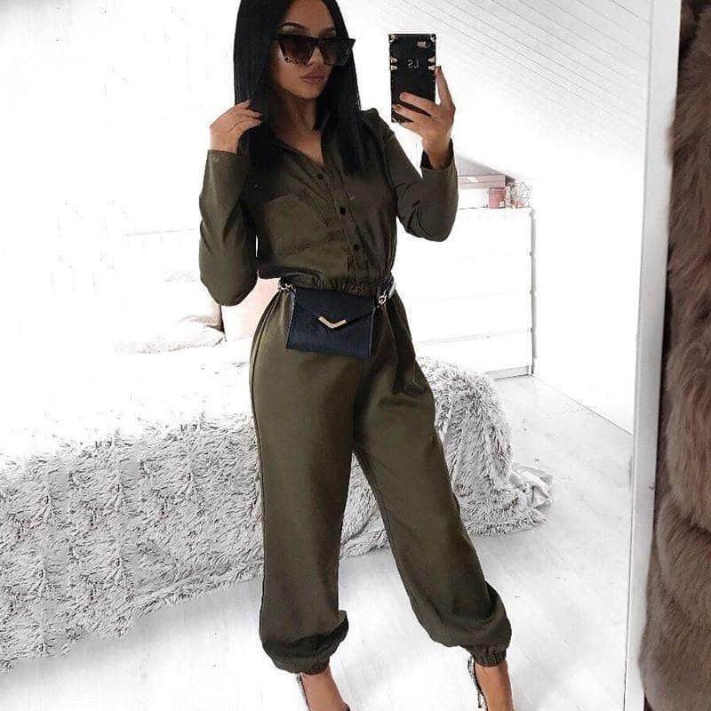 Macacão Feminino Jumpsuits Militar - Sua Boutique
