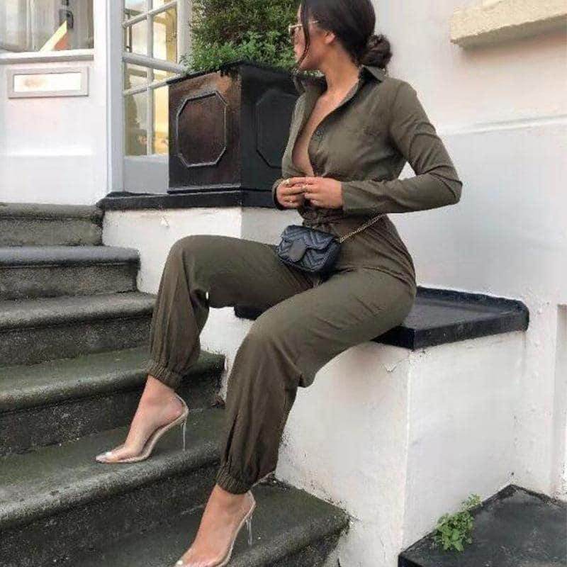 Macacão Feminino Jumpsuits Militar - Sua Boutique