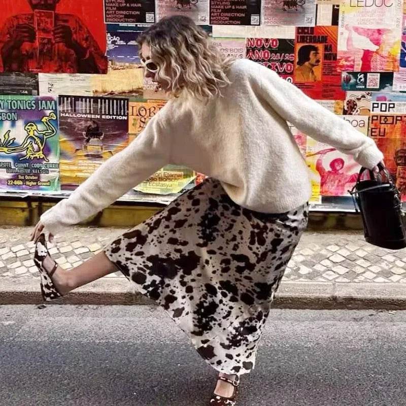 Saia Midi Cow Print - Sua Boutique