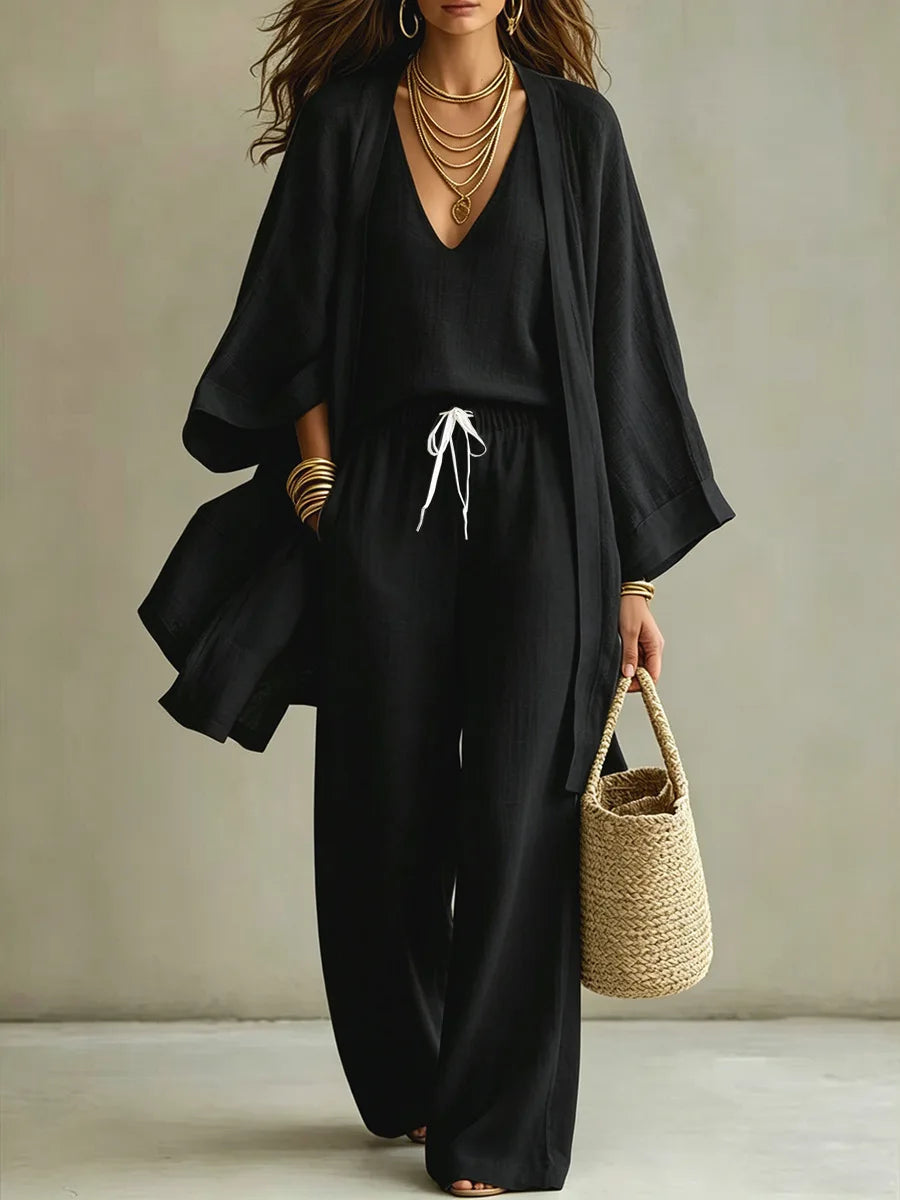 Conjunto 3 peças Calça, Blusa e Cardigan Atlanta