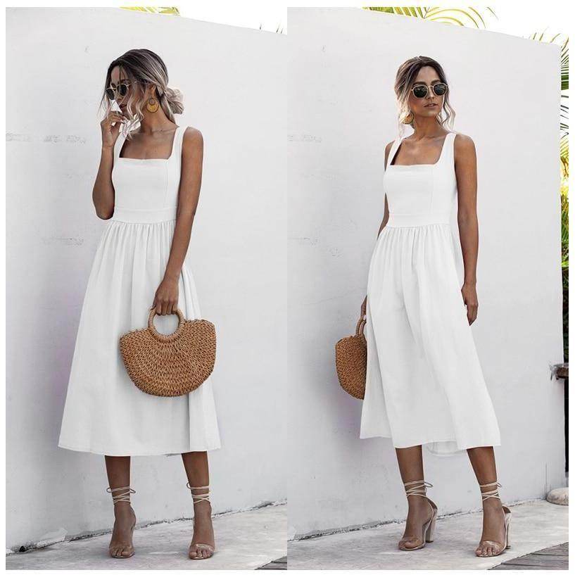Vestido Midi Decote Reto - Sua Boutique